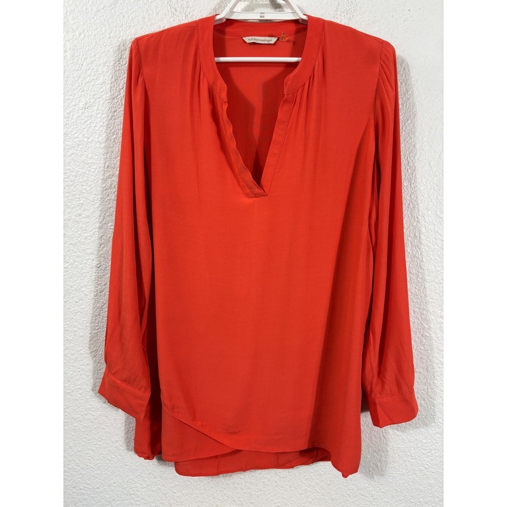Soft Surroundings Tunic Women‎ S Orange Viscose V-Neck Long Sleeve Oversized
